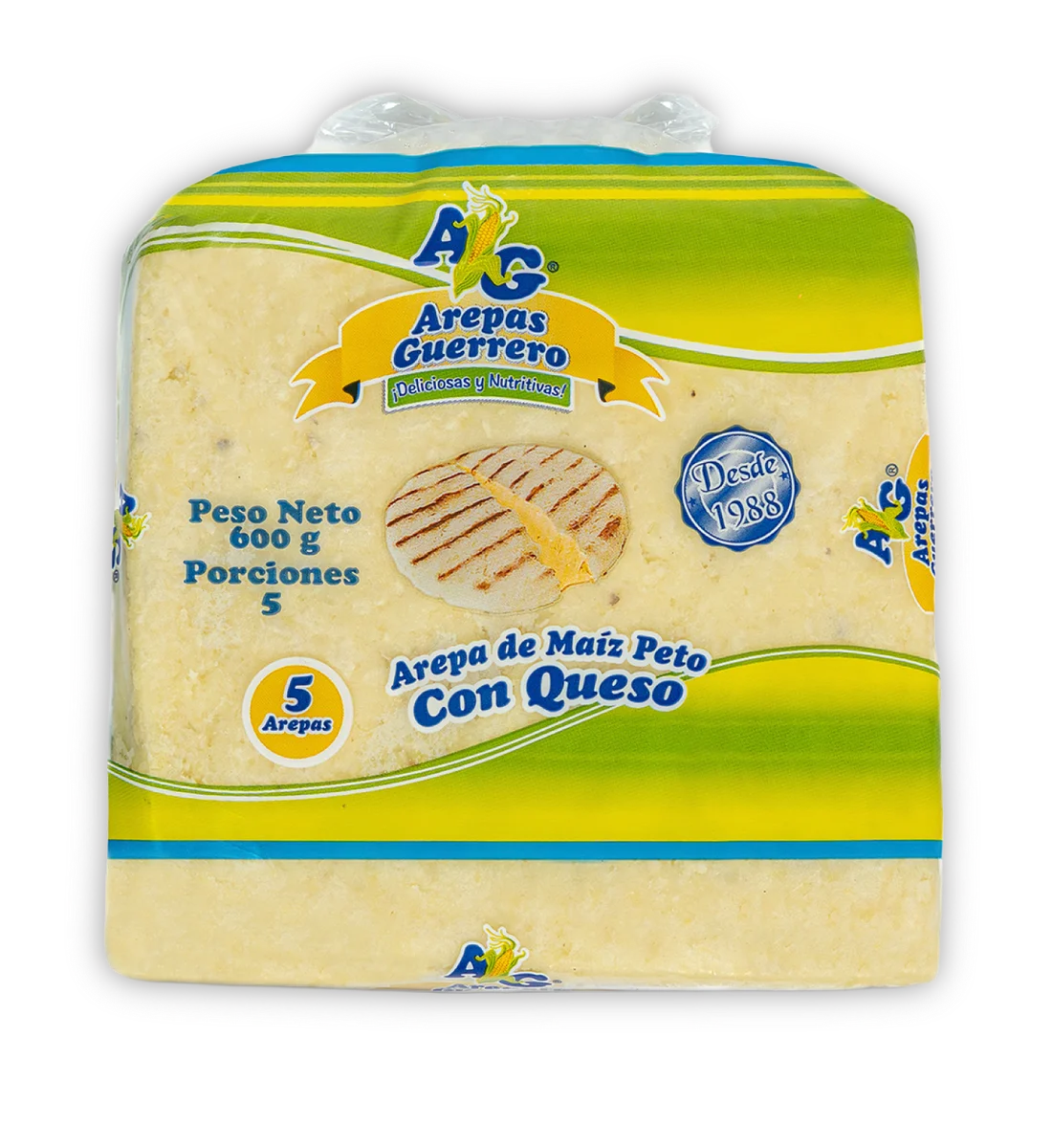 Arepas de Maíz Peto con Queso Cuadrada 500g
