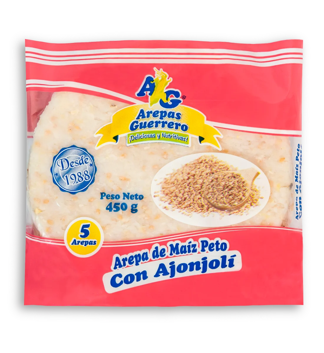 Arepas de Maíz Peto con semillas de Ajonjolí 450g