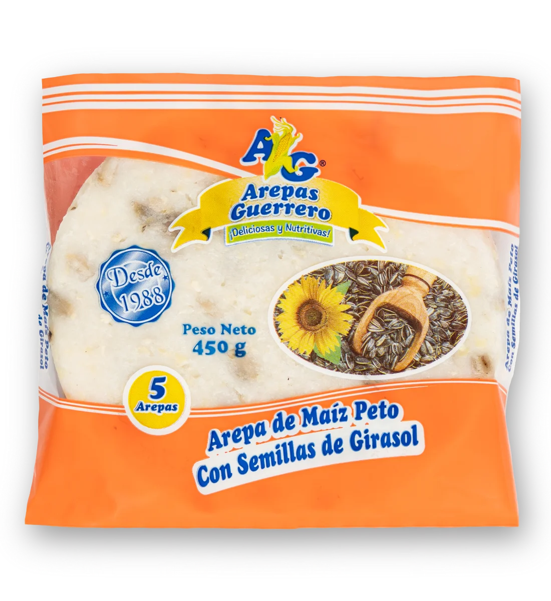 Arepas de Maíz Peto con semillas de Girasol 450g