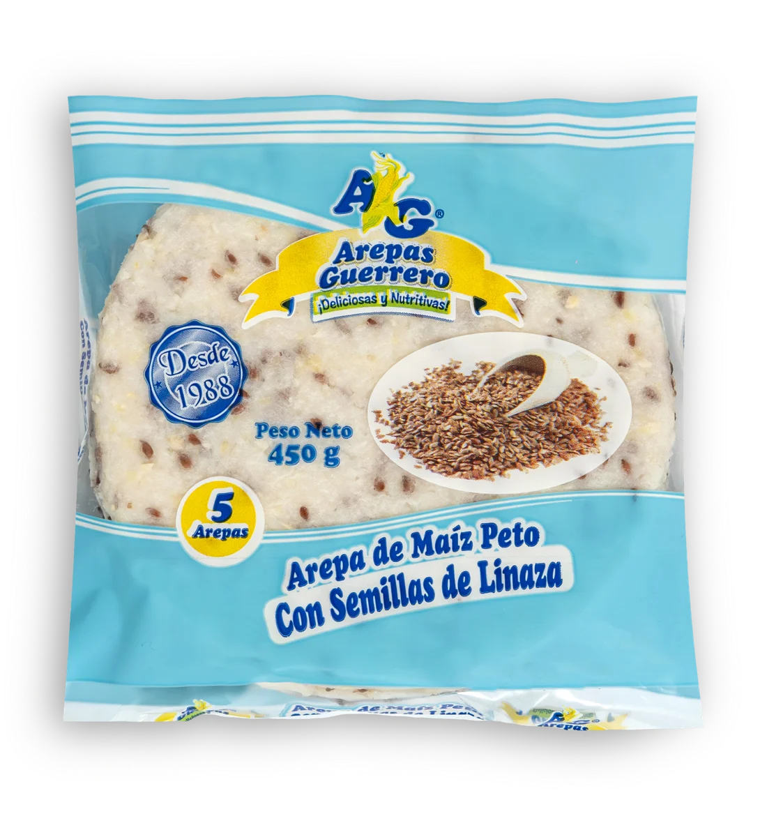 Arepas de Maíz Peto con semillas de Linaza 450g