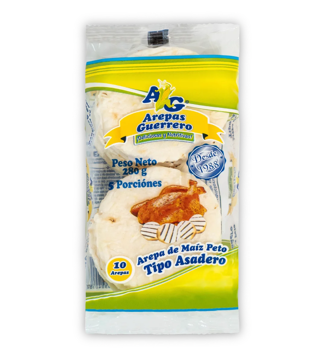 Arepas de Maíz Peto Tipo Asadero x 10 unidades 280g