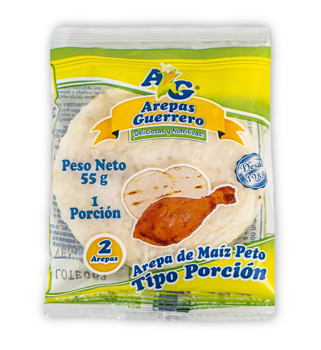 Arepas de Maíz Peto Tipo Porción x 2 unidades 55g
