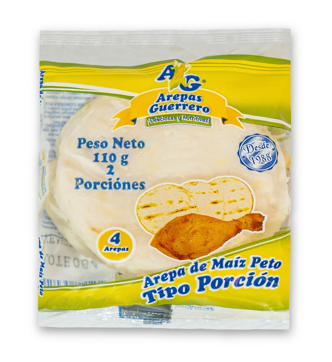 Arepas de Maíz Peto Tipo Porción x 4 unidades 110g